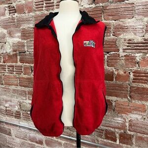 Red Fleece Vest with Black Trim